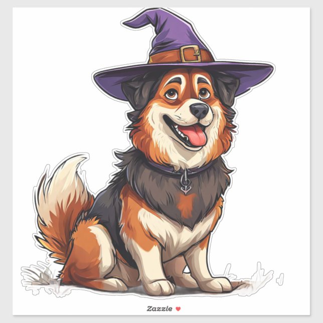 Dog Wearing Purple Wizard Hat Halloween (Sheet)