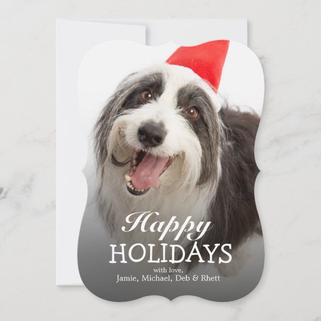 Dog wearing Santa hat Holiday Card (Front)