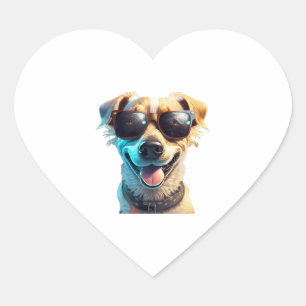 dog wearing sunglasses Active  Heart Sticker