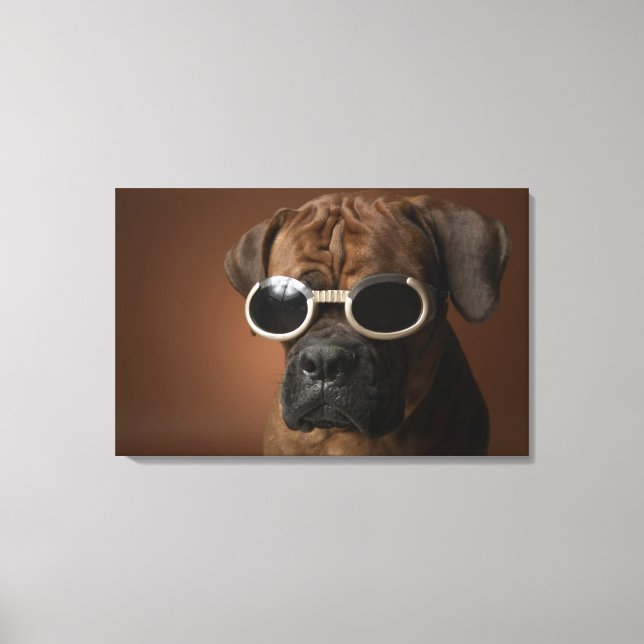 Dog wearing sunglasses canvas print (Front)