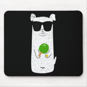Dog Wearing Sunglasses Playing Table Tennis Fun Sp Mouse Mat