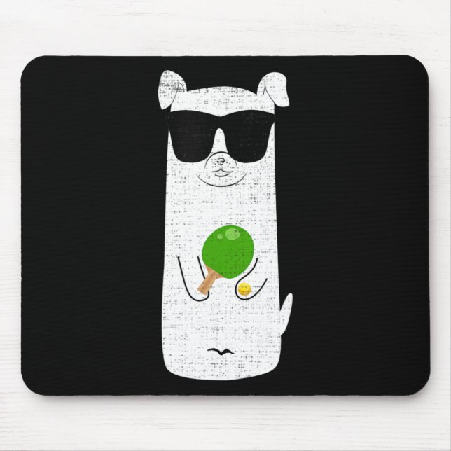 Dog Wearing Sunglasses Playing Table Tennis Fun Sp Mouse Mat (Front)