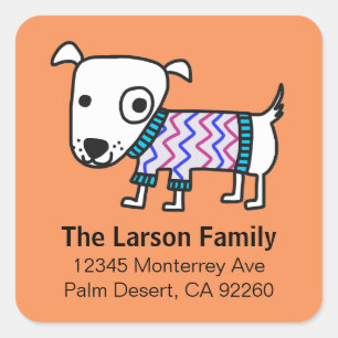 Dog wearing Sweater Square Address Labels