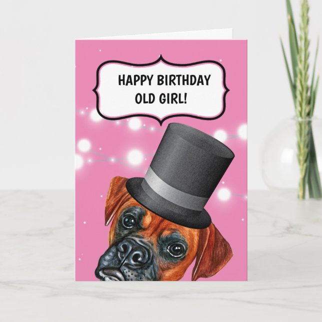 Dog wearing top hat British old GIRL humour Card (Front)