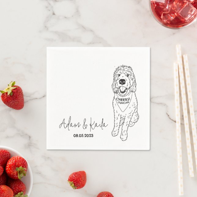 Dog Wedding Cocktail Drink Napkins Goldendoodle (Insitu)