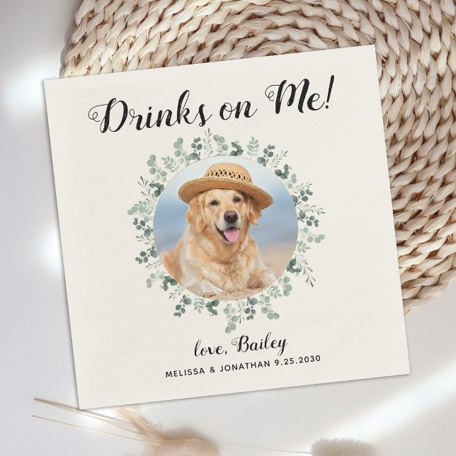 Dog Wedding Custom Cocktail Napkin (Creator Uploaded)