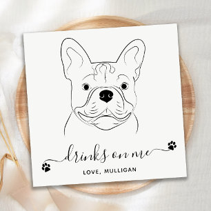 Dog Wedding Drinks On Me Custom French Bulldog Napkin