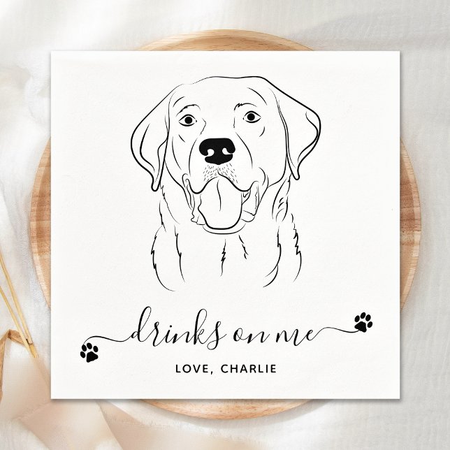 Dog Wedding Drinks On Me Custom Labrador Cocktail  Napkin (Creator Uploaded)