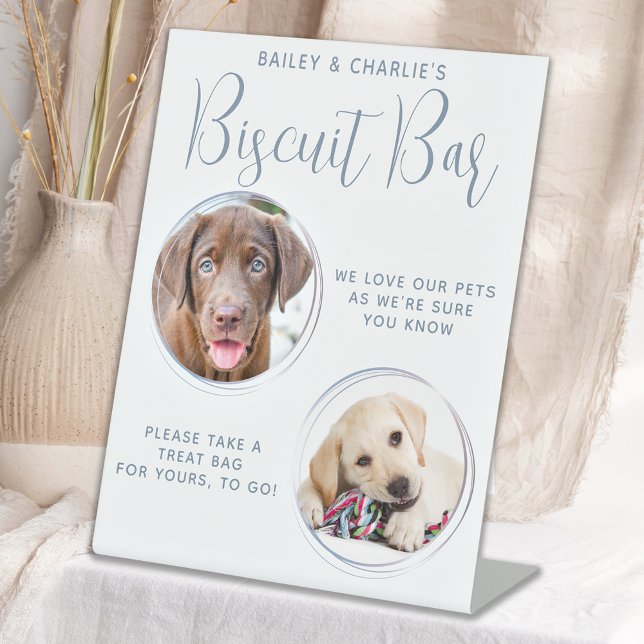 Dog Wedding Favour Dusty Blue Pet Photo Biscuit Ba Pedestal Sign (Creator Uploaded)