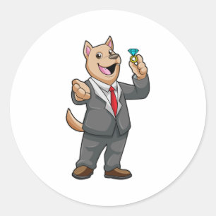 Dog Wedding Groom Wedding ring Classic Round Sticker