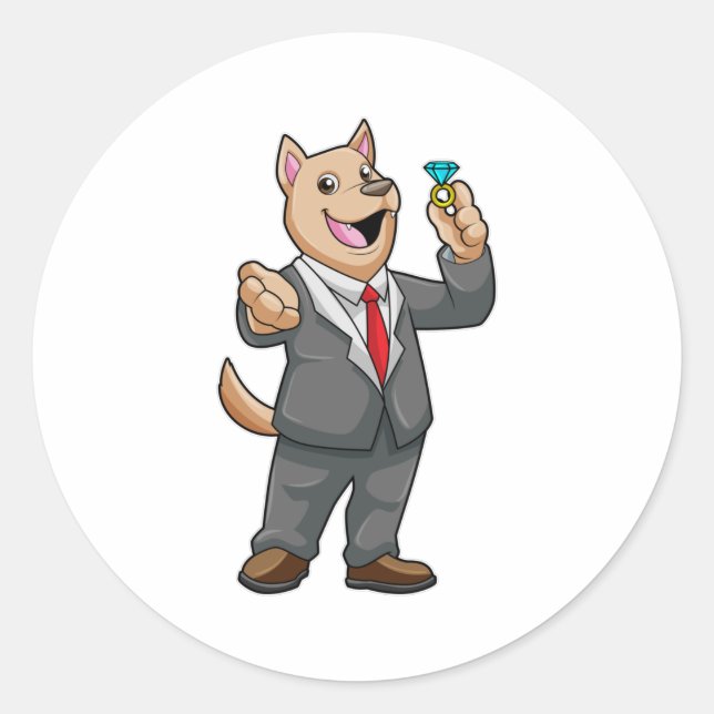 Dog Wedding Groom Wedding ring Classic Round Sticker (Front)