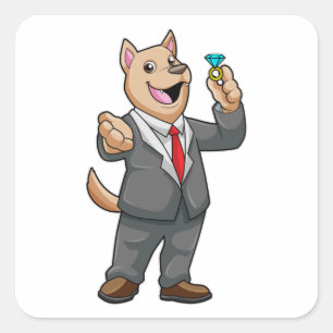 Dog Wedding Groom Wedding ring Square Sticker
