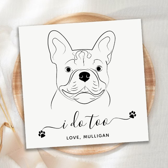 Dog Wedding I Do Too Personalise French Bulldog  Napkin (Creator Uploaded)