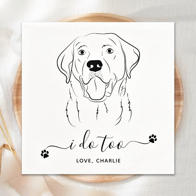 Dog Wedding I Do Too Personalise Labrador Cocktail Napkin (Creator Uploaded)