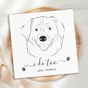 Dog Wedding I Do Too Personalised Golden Retriever Napkin
