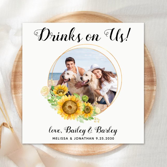 Dog Wedding Personalised Cocktail Napkin (Creator Uploaded)