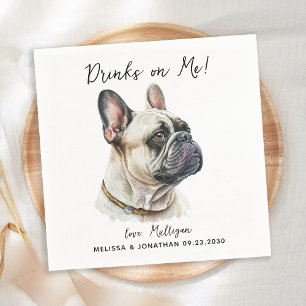 Dog Wedding Personalised French Bulldog Cocktail Napkin