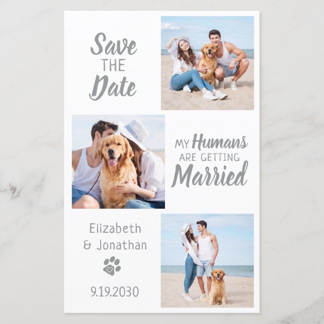 Dog Wedding Pet Photo Collage Save the Date Cards (Front)
