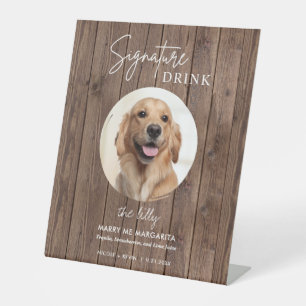 Dog Wedding Signature Drinks  Pedestal Sign