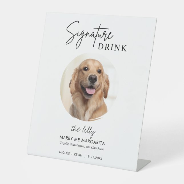 Dog Wedding Signature Drinks  Pedestal Sign (Front)