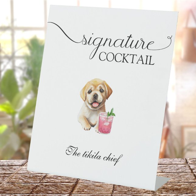 Dog Wedding Signature Drinks Pet Bar Pedestal Sign (Creator Uploaded)