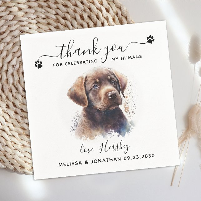 Dog Wedding Thank You Chocolate Labrador Puppy Pet Napkin (Creator Uploaded)