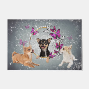 Dog Welcome Mat, Funny Butterflies Indoor Mat