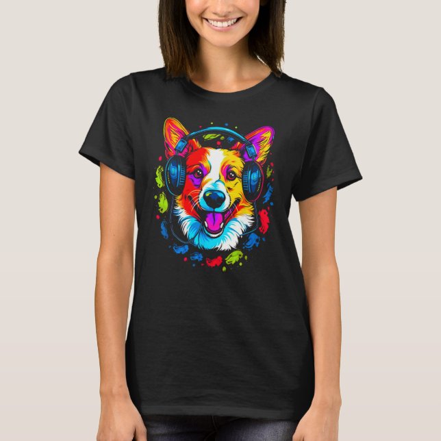Dog Welsh Corgi DJ T-Shirt (Front)