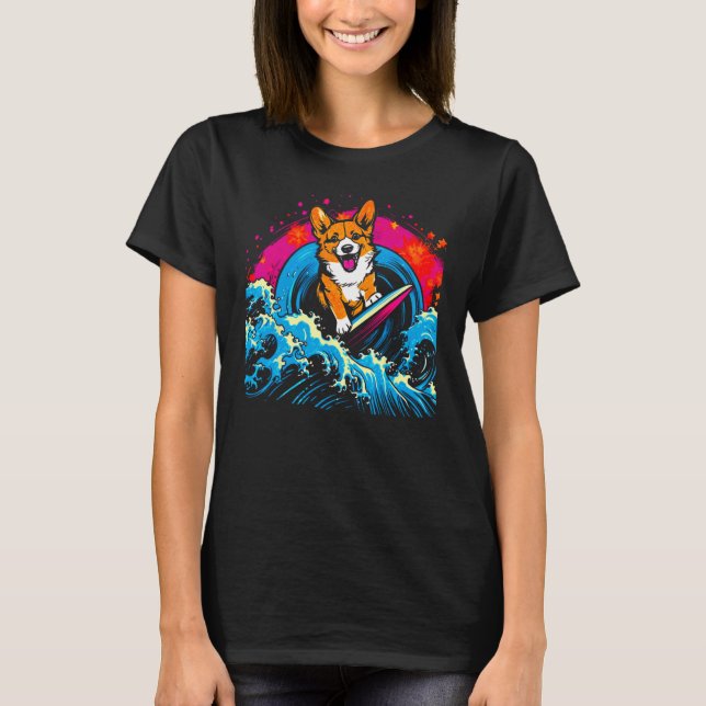 Dog Welsh Corgi Surf T-Shirt (Front)