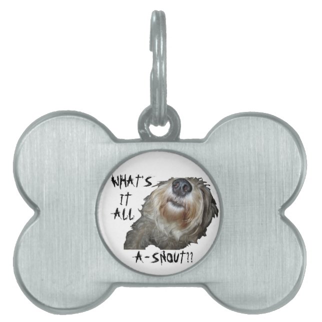 Dog "WHAT'S IT ALL A-SNOUT??" Pet Tag (Front)