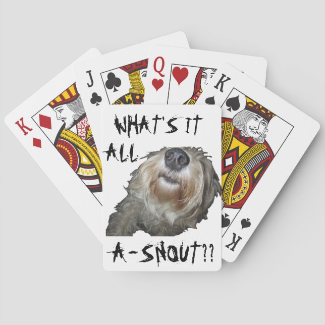 Dog "WHAT'S IT ALL A-SNOUT??" Playing Cards (Back)