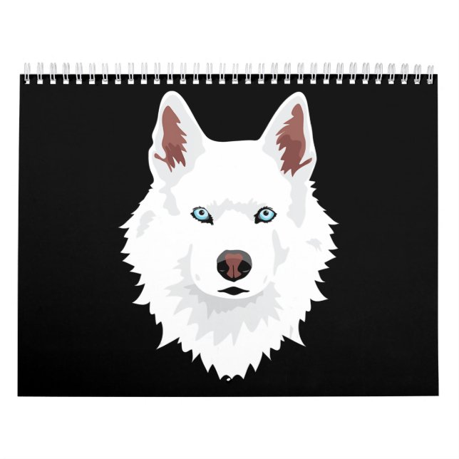 Dog | White Siberian Husky Canine White Snow Dog Calendar (Cover)