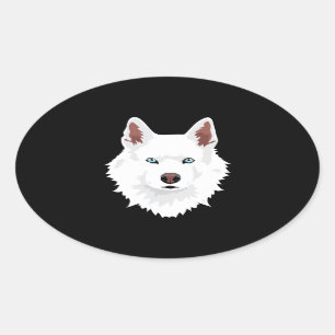 Dog   White Siberian Husky Canine White Snow Dog Oval Sticker