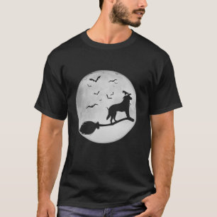 Dog Witch Broom Full Moon German Shepherd Dog Hall T-Shirt