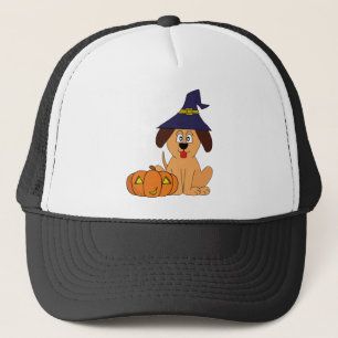 Dog Witch Pumpkin Halloween Trucker Hat