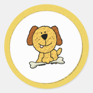 Dog with a Bone Classic Round Sticker