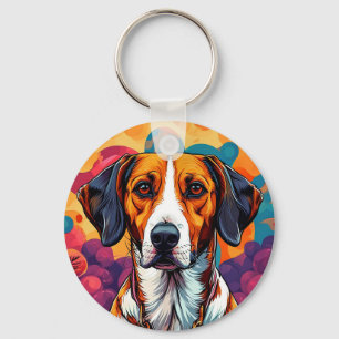Dog With a Collar in a Circular Frame Key Ring