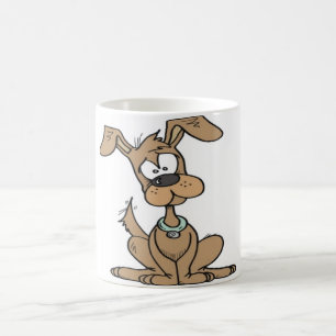 Dog with a funny confused coffee mug
