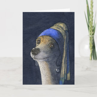Dog with a pearl earring card