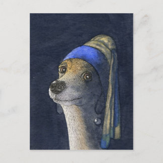 Dog with a pearl earring postcard