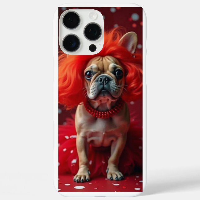 dog with a red wig i-phone case (Back)