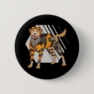 Dog with armor, Robot Dog, Cyborg Dog 6 Cm Round Badge