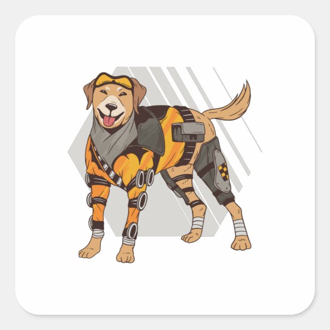 Dog with armour, Robot Dog, Cyborg Dog Square Sticker (Front)