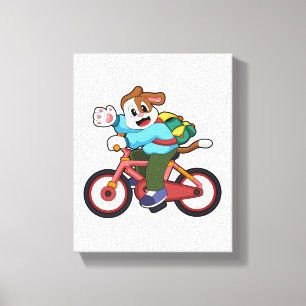 Dog with Bicycle Canvas Print
