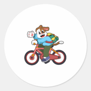 Dog with Bicycle Classic Round Sticker