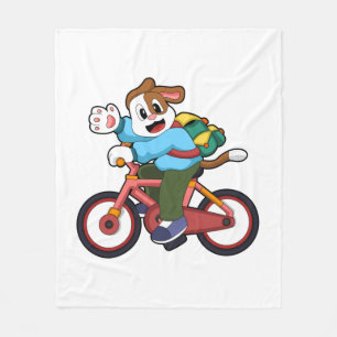 Dog with Bicycle Fleece Blanket