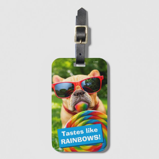 Dog With Big Lollipop Luggage Tag (Front Vertical)