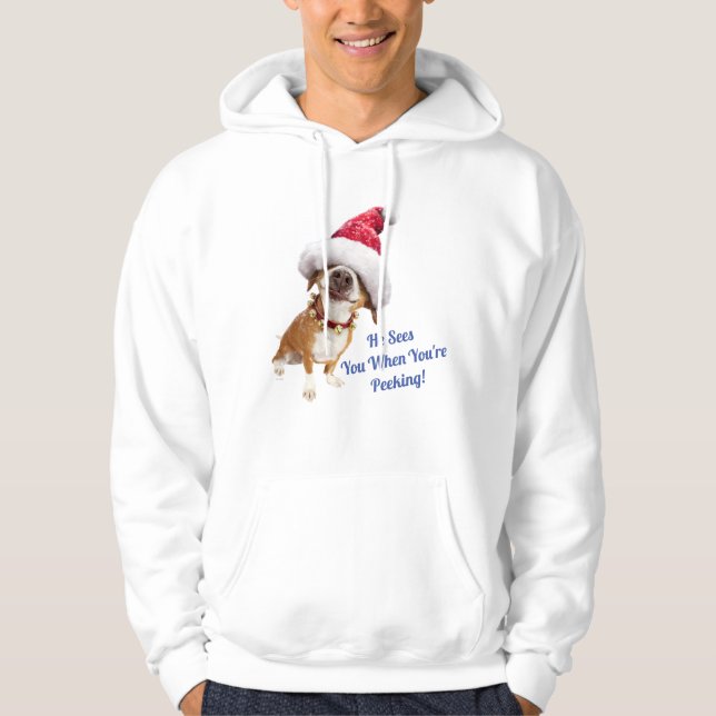Dog With Big Santa Hat Hoodie (Front)