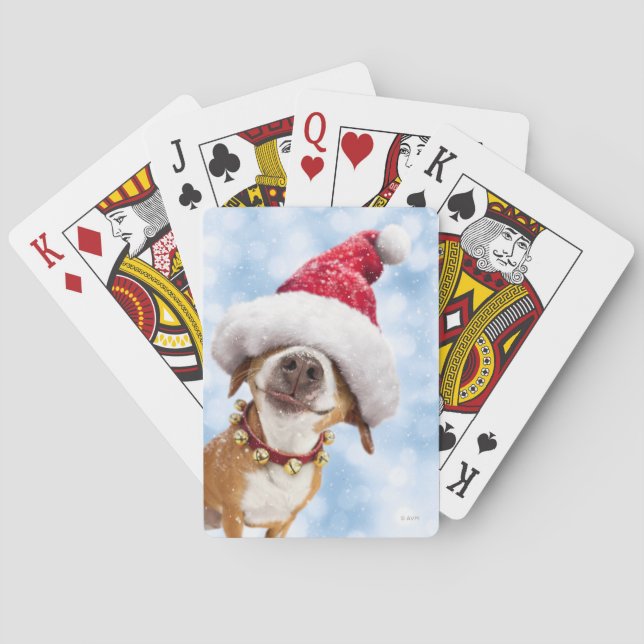 Dog With Big Santa Hat Playing Cards (Back)
