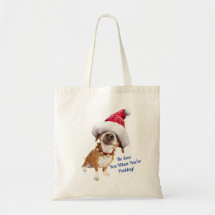 Dog With Big Santa Hat Tote Bag